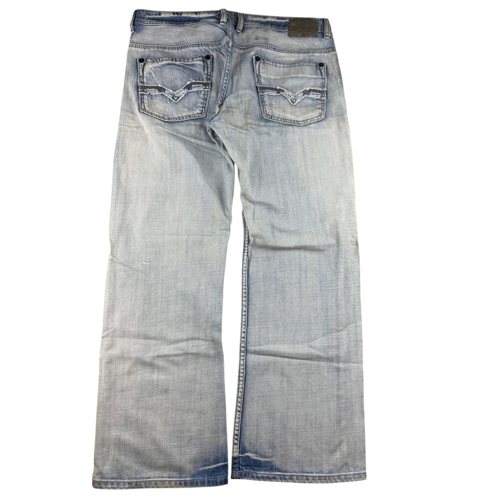 Buffalo David Bitton Driven Relaxed Straight Jeans Men 36 Blue Denim Distressed
